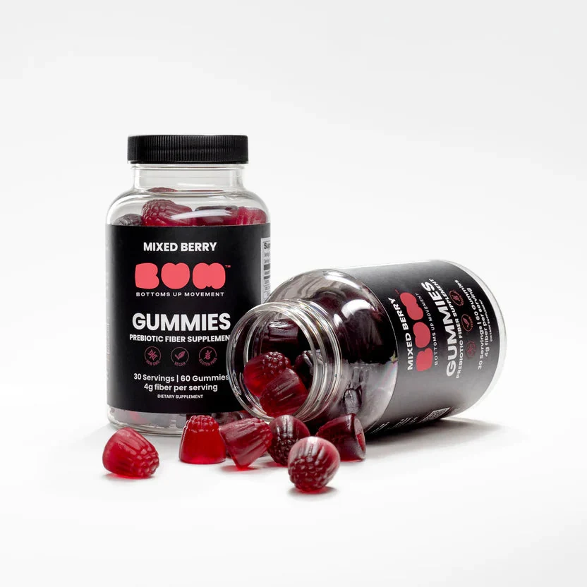 BUM prebiotic fiber gummies and their packaging
